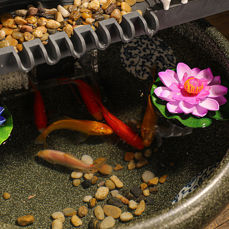 Lucky flowing water ornaments for living room, creative desktop, circulating water feature, fish tank, home entrance decoration