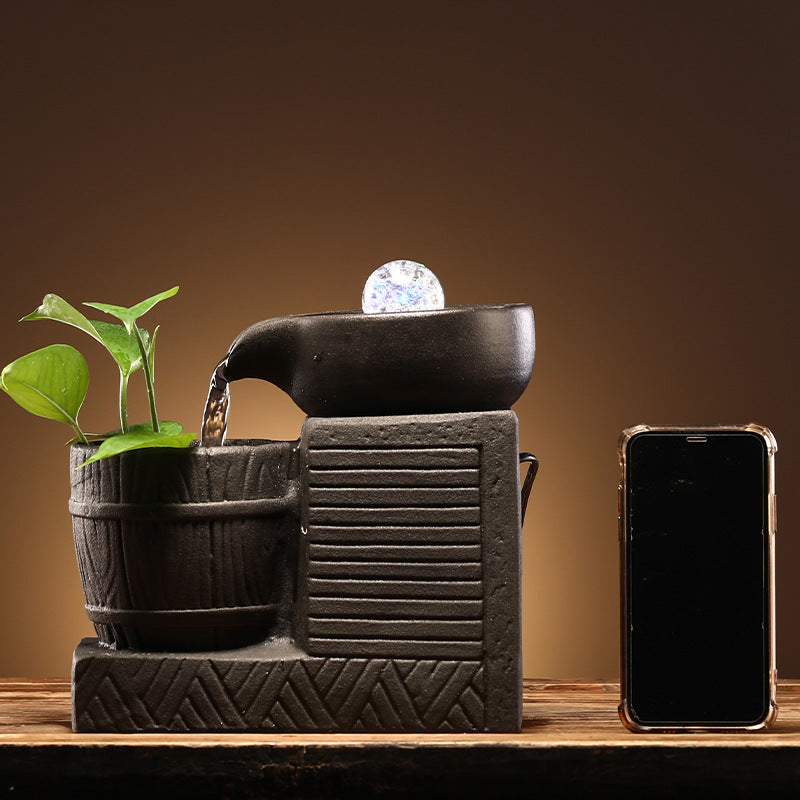 Mill barrel flow water flow ornaments circulating water living room office desktop decoration water flow device crafts