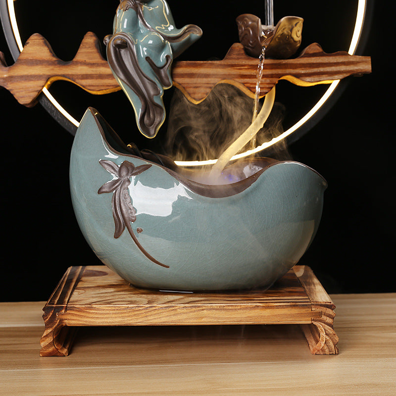 Fuyuan Zen home flowing water ornaments living room office entrance ceramic decorations