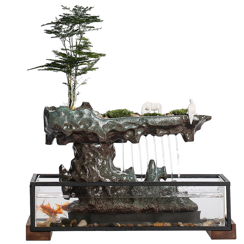 Empty mountain asked flowing water fountain ornaments office desktop Chinese style landscape