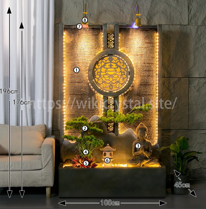 Fuente de agua corriente del jardín zen