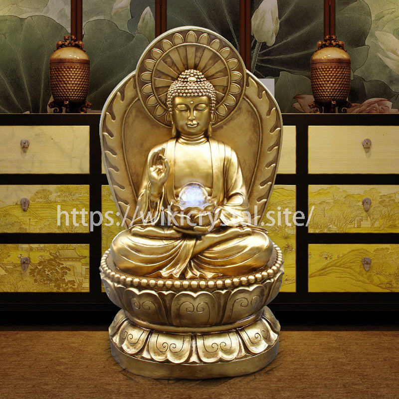Creative Buddha statue fountain Buddha head flowing water ornaments entrance living room office restaurant humidifier home decoration