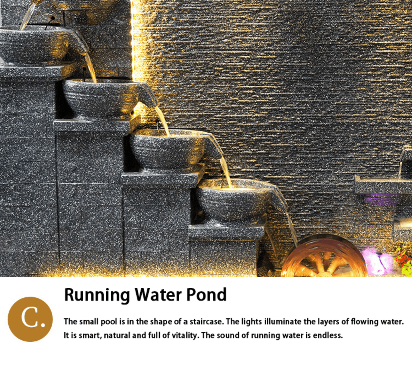 6.56ft Water Fall Outdoor Fountain Zen Yard Garden Home Villa Decoration Luxury Gift Large Waterfall Factory Wholesale