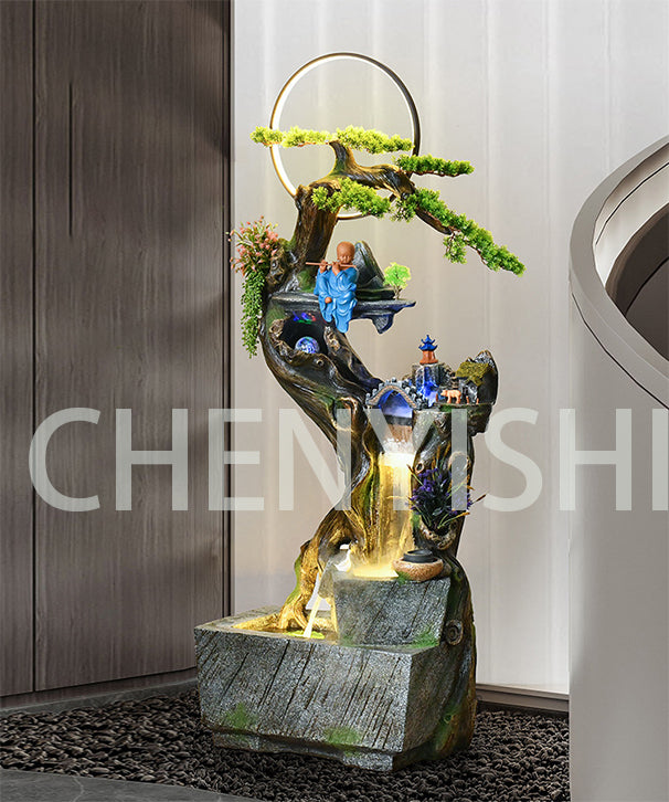 CHENYISHI Large Pastoral Rockery Flowing Water Fountain Decorative Ornaments Balcony Fish Pond Living Room Landscaping Indoor