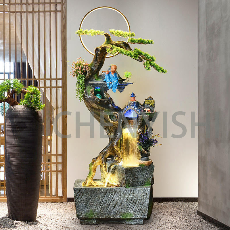 CHENYISHI Large Pastoral Rockery Flowing Water Fountain Decorative Ornaments Balcony Fish Pond Living Room Landscaping Indoor