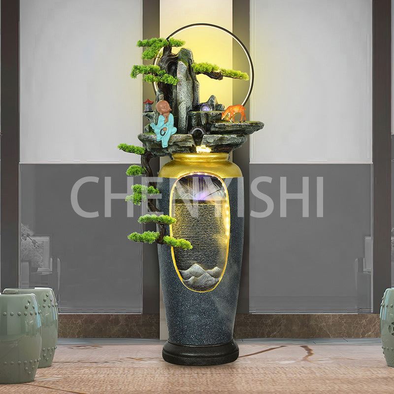 نافورة مياه متدفقة صخرية حديثة بسيطة