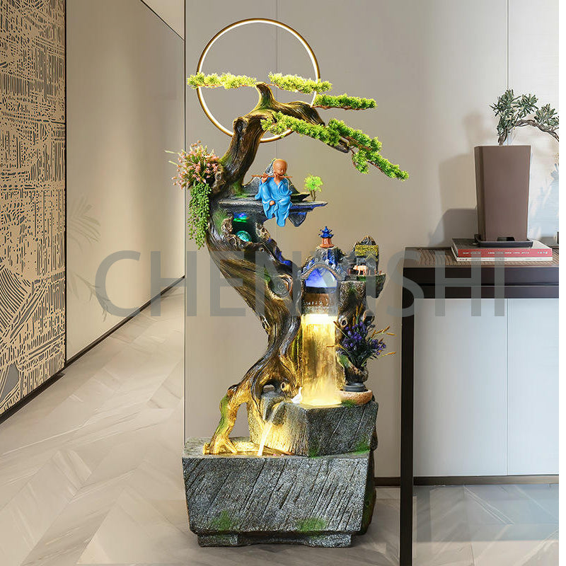 CHENYISHI Large Pastoral Rockery Flowing Water Fountain Decorative Ornaments Balcony Fish Pond Living Room Landscaping Indoor