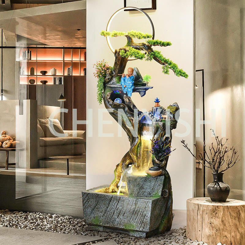 CHENYISHI Large Pastoral Rockery Flowing Water Fountain Decorative Ornaments Balcony Fish Pond Living Room Landscaping Indoor
