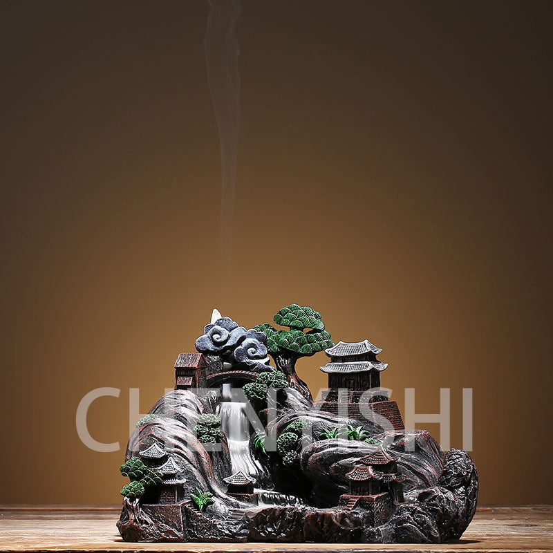 CHENYISHI Rockery Water Backflow Incense Burner Ceramic Incense Burner Smoke Viewing Home Accessories Creative Incense Ornaments