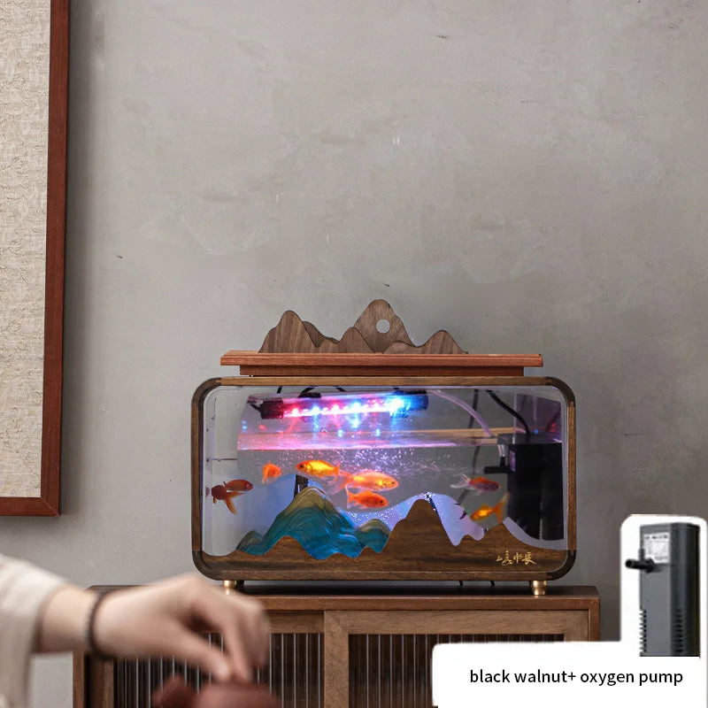 Fuente de agua creativa para pecera, cortina de agua, fuente de agua de sobremesa, bonsái, decoración de oficina, venta al por mayor para inauguración de la casa