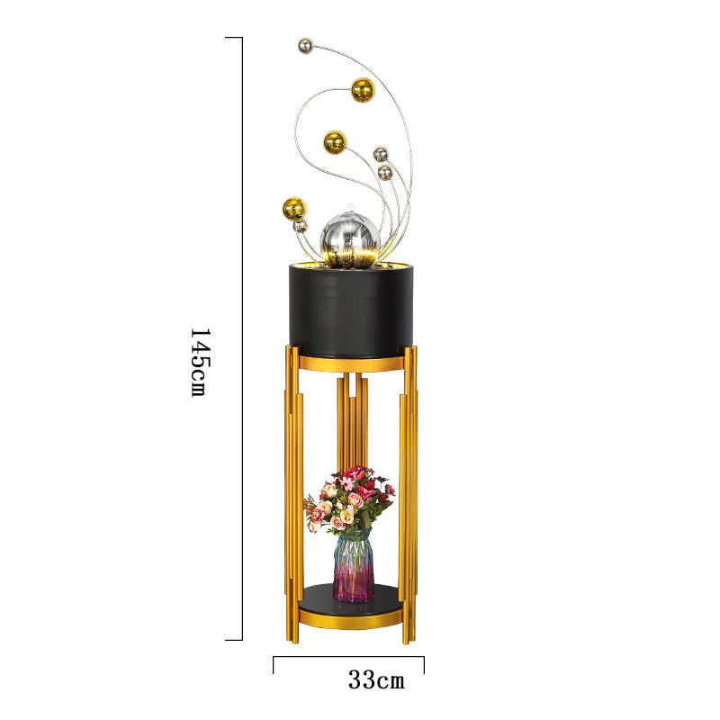 CHENYISHI Fuente de agua de acero inoxidable para interiores, luz de la suerte, adornos de agua corriente de lujo, artesanías de escritorio de hierro forjado modernas