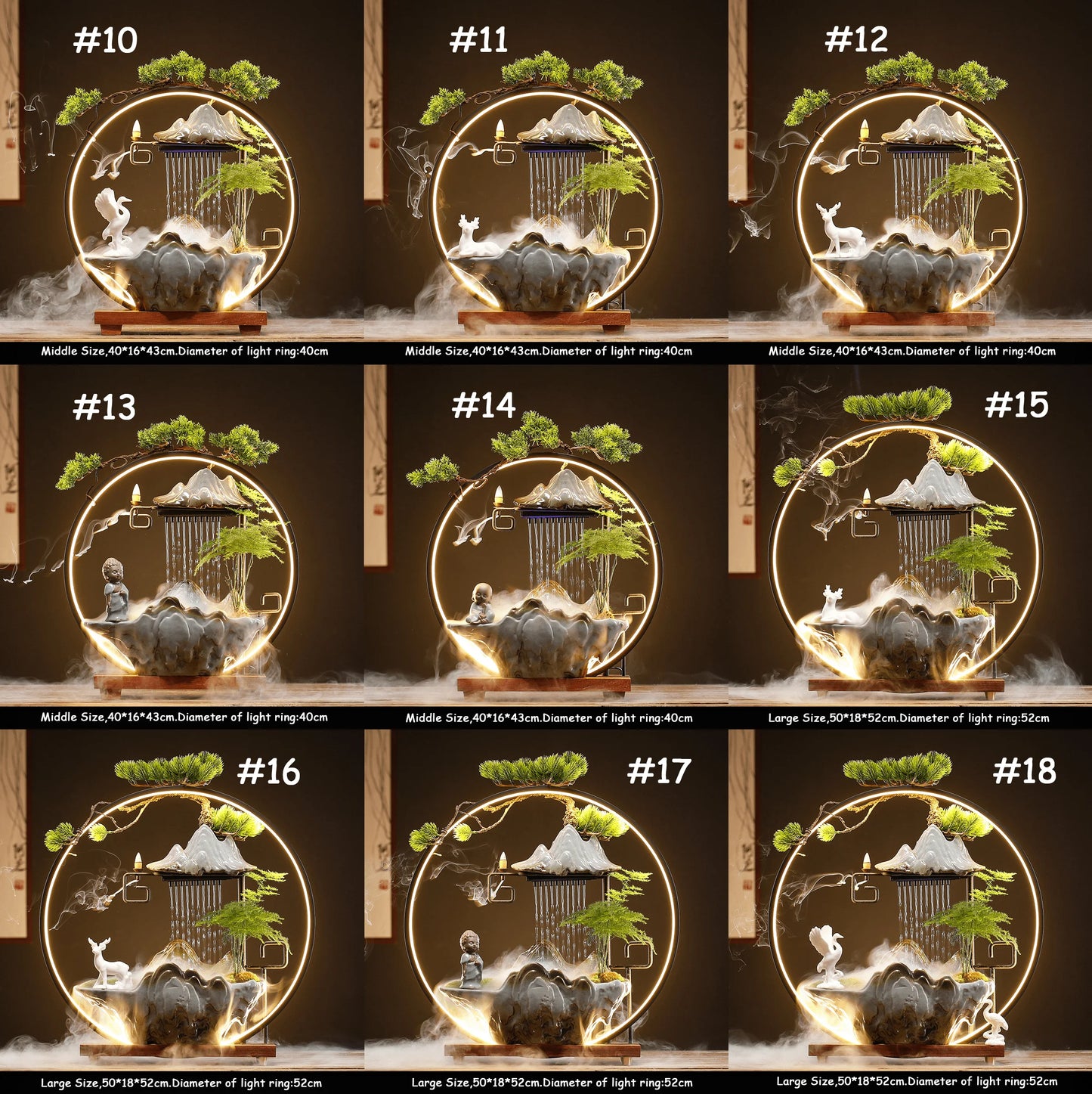 Decoración de spa Zen Flowing Harmonize Positive Energy Water Curtain Feng Shui Sala de estar Fuente Regalo de inauguración de la casa Cascada