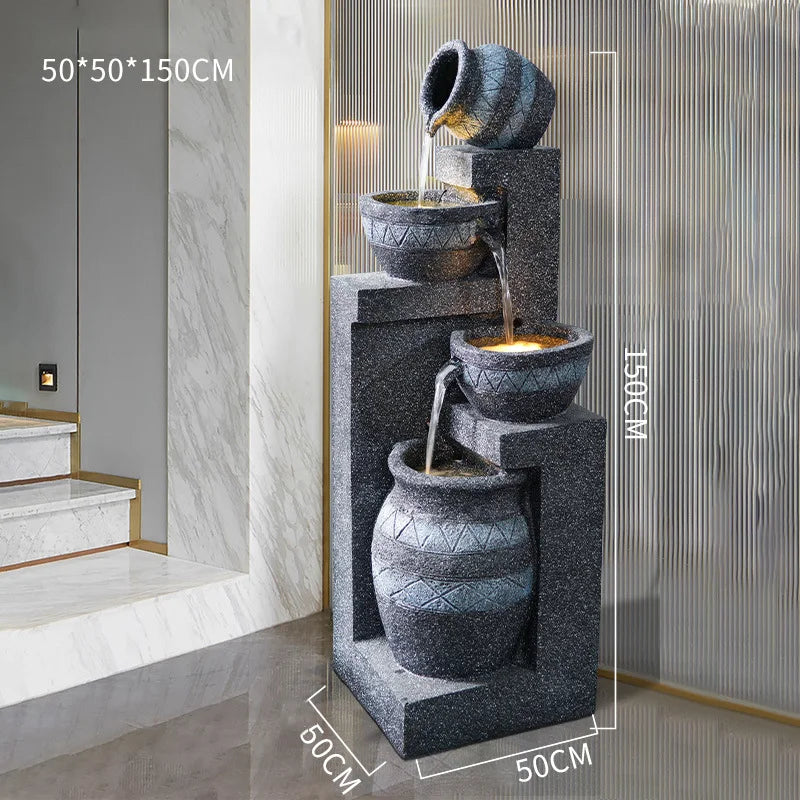 Fuente de agua de estilo europeo para sala de estar, balcón, patio interior, diseño de jardín, decoración nórdica, paisaje