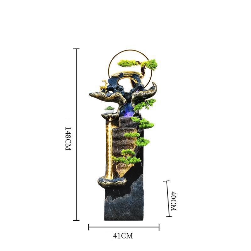 CHENYISHI بهو فندق صيني جديد على طراز الفيلا، زخارف تعزز الثروة، جدار ستارة مائية كبير، نافورة مياه متدفقة، ديكور مدخل
