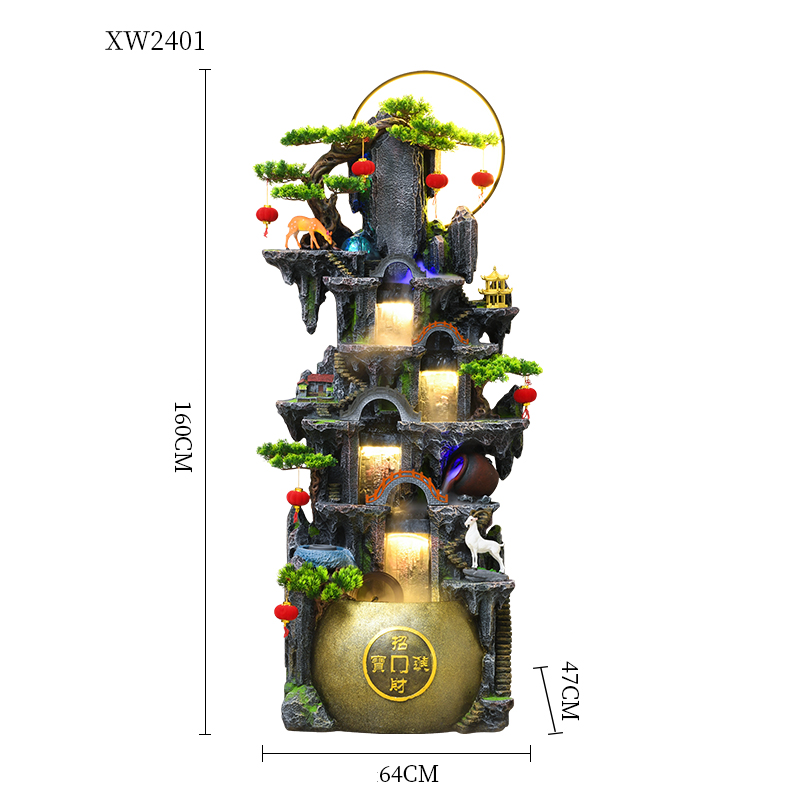 CHENYISHI Resin Fountain Style Rockery Flowing Water Fountain Living Room Ornaments For Wealth Decoration Traditional Waterfalls