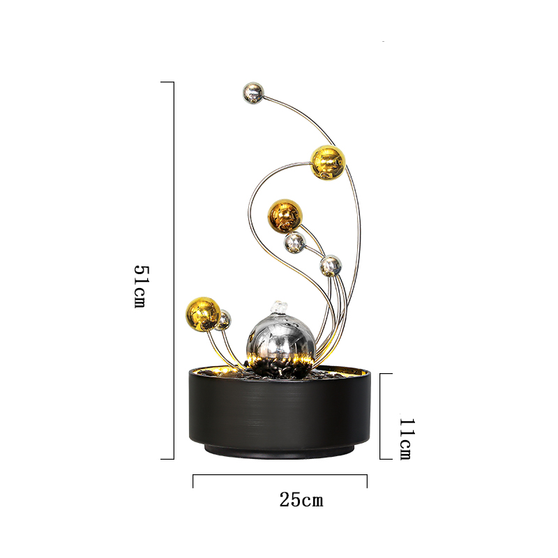 CHENYISHI Indoor Stainless Stele Water Fountain Lucky Light Luxury Flowing Water Ornaments Modern Wrought Iron Desktop Crafts