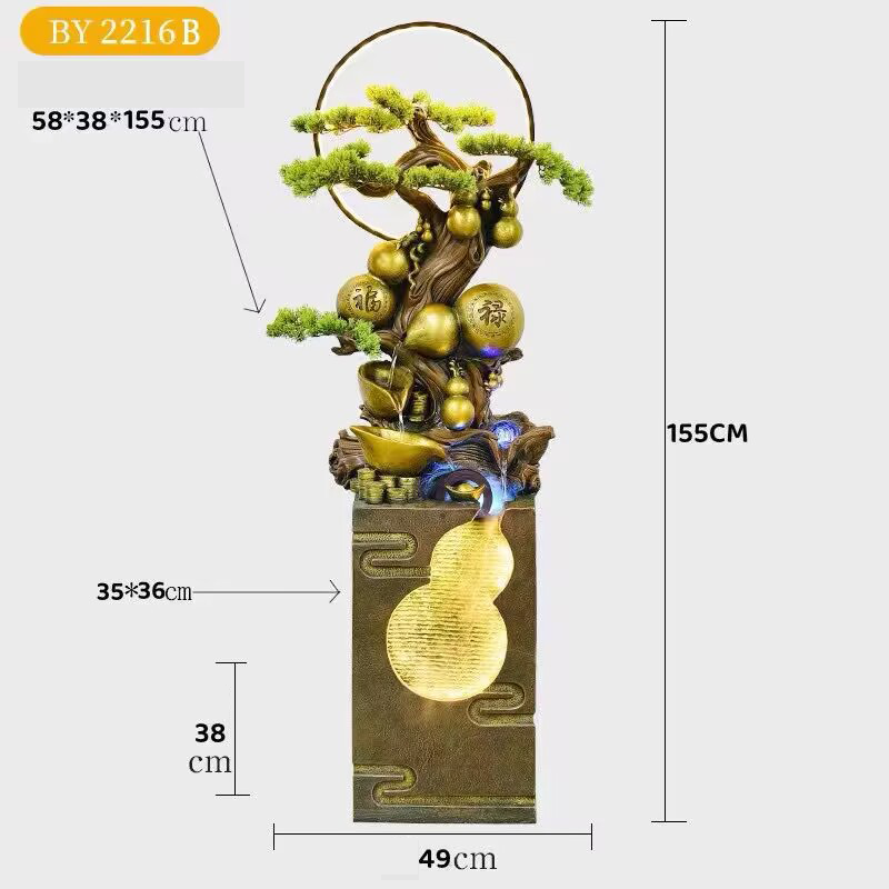 CHENYISHIChinese-style Gourd Rockery Flowing Water Fountain Ornaments Living Room Entrance Hall Store Opening New Home Gift Lucky Deco