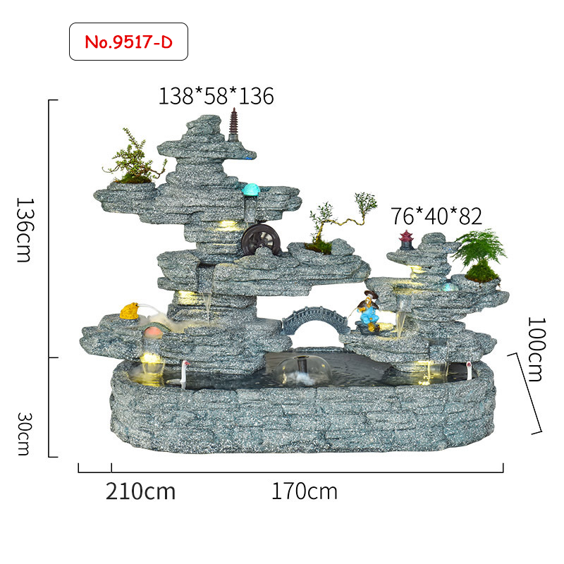 CHENYISHI Large Rockery Flowing Water Fountain Ornaments Villa Courtyard Fish Pond Outdoor Garden Balcony Corner Fish Tank Decoration