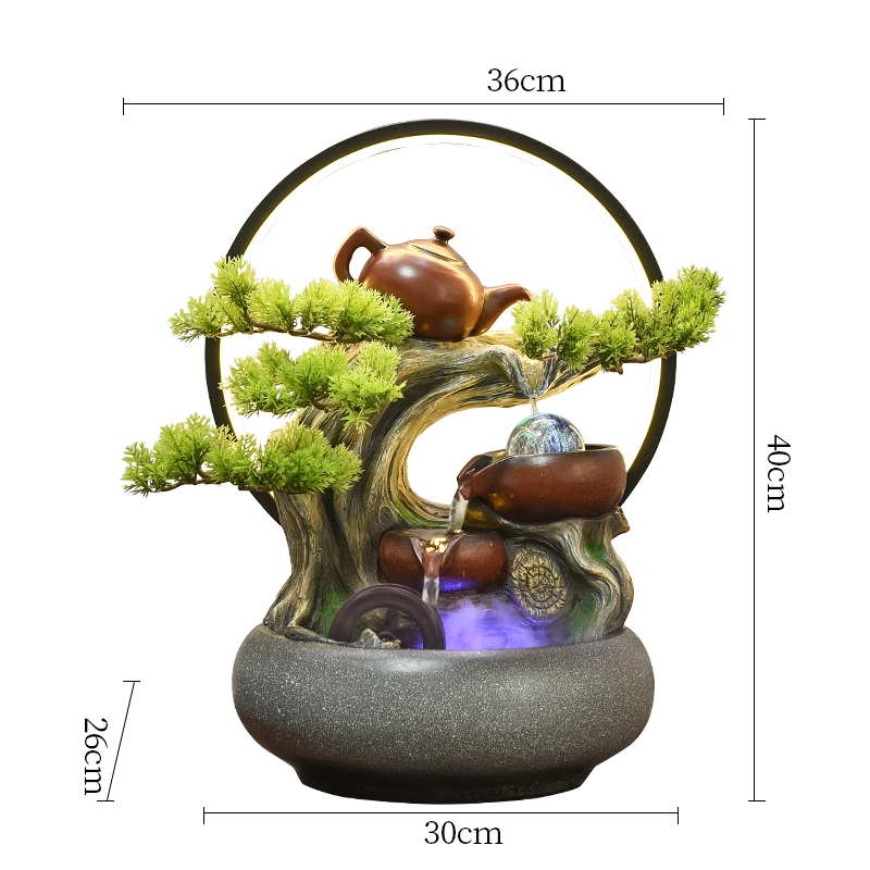 CHENYISHI Rocalla Agua corriente para ganar dinero Rueda hidráulica alpina Agua circulante Decoración de oficina y sala de estar Adornos Fengshui