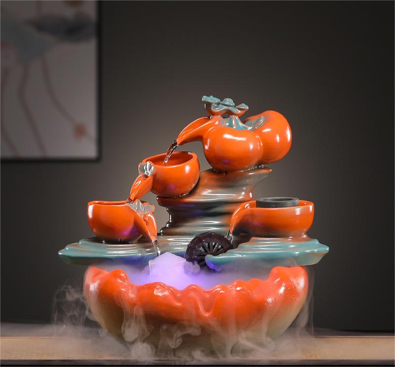 CHENYISHI Lucky Waterfall Table Top Fountain Creative Fortune Flowing Water Ornaments Living Room Office Decorations Desktop Chinese Gift