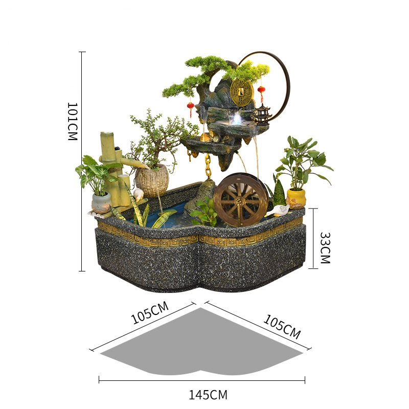 CHENYISHI Rockery Flowing Water Fountain Fish Pond Circulating Water Living Room Balcony Fish Tank Courtyard Fish Pond Company Hotel Decor