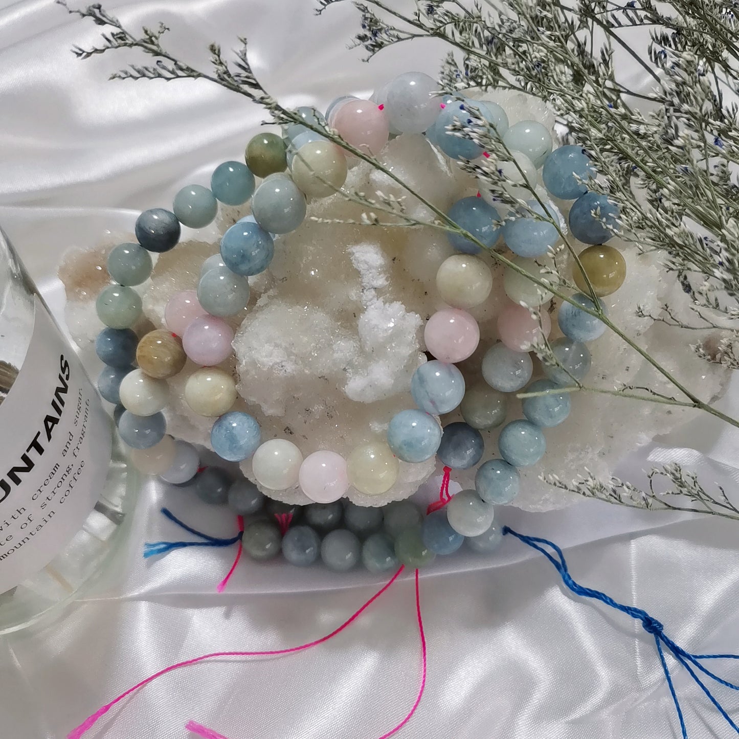 خرز دائري من حجر مورجانايت مورجان الطبيعي لصنع المجوهرات