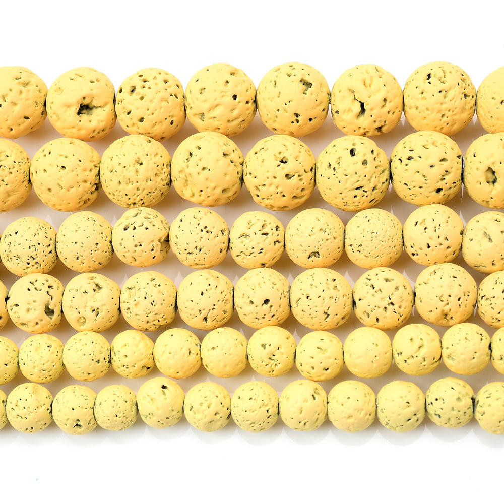Yellow Round Lava Bead for Jewelry Making