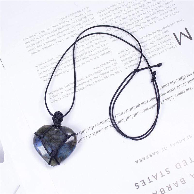Rope Labradorite Heart Shaped Pendant For Decoration