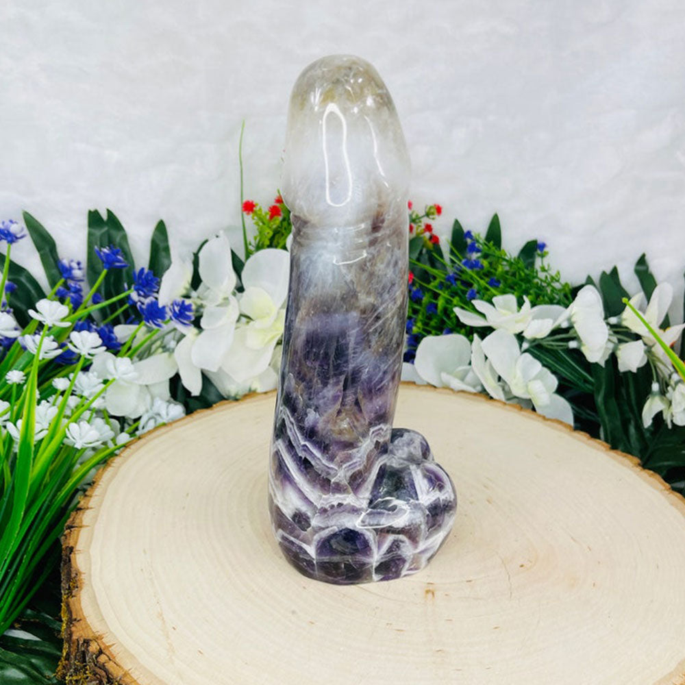 Natural Polished Stone Hand Carving Ding Ding Quartz Crystal Penis