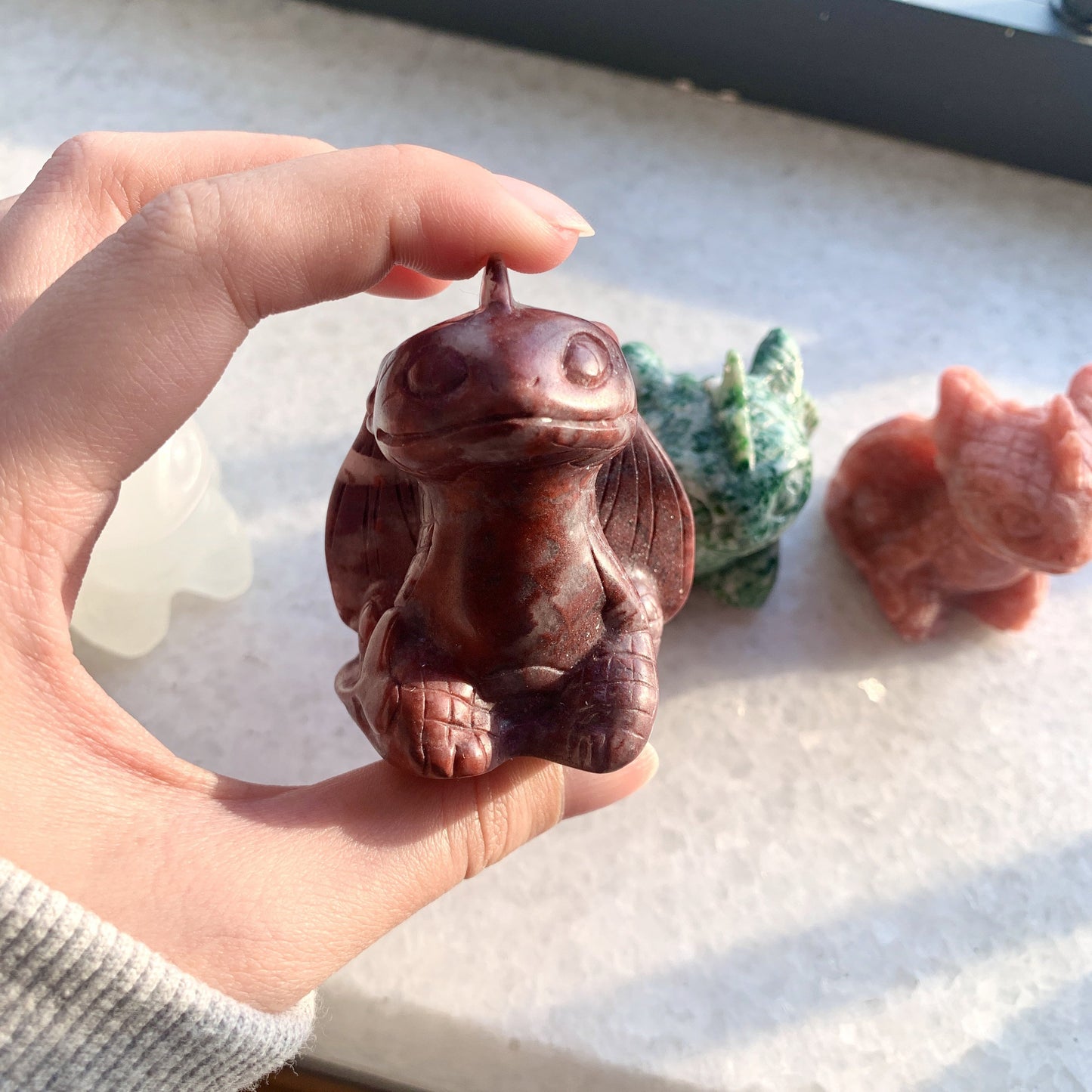 Natural Toothless baby hand carved/crystal/toothless baby/red turquoise/red sunstone/green turquoise/opal/gift
