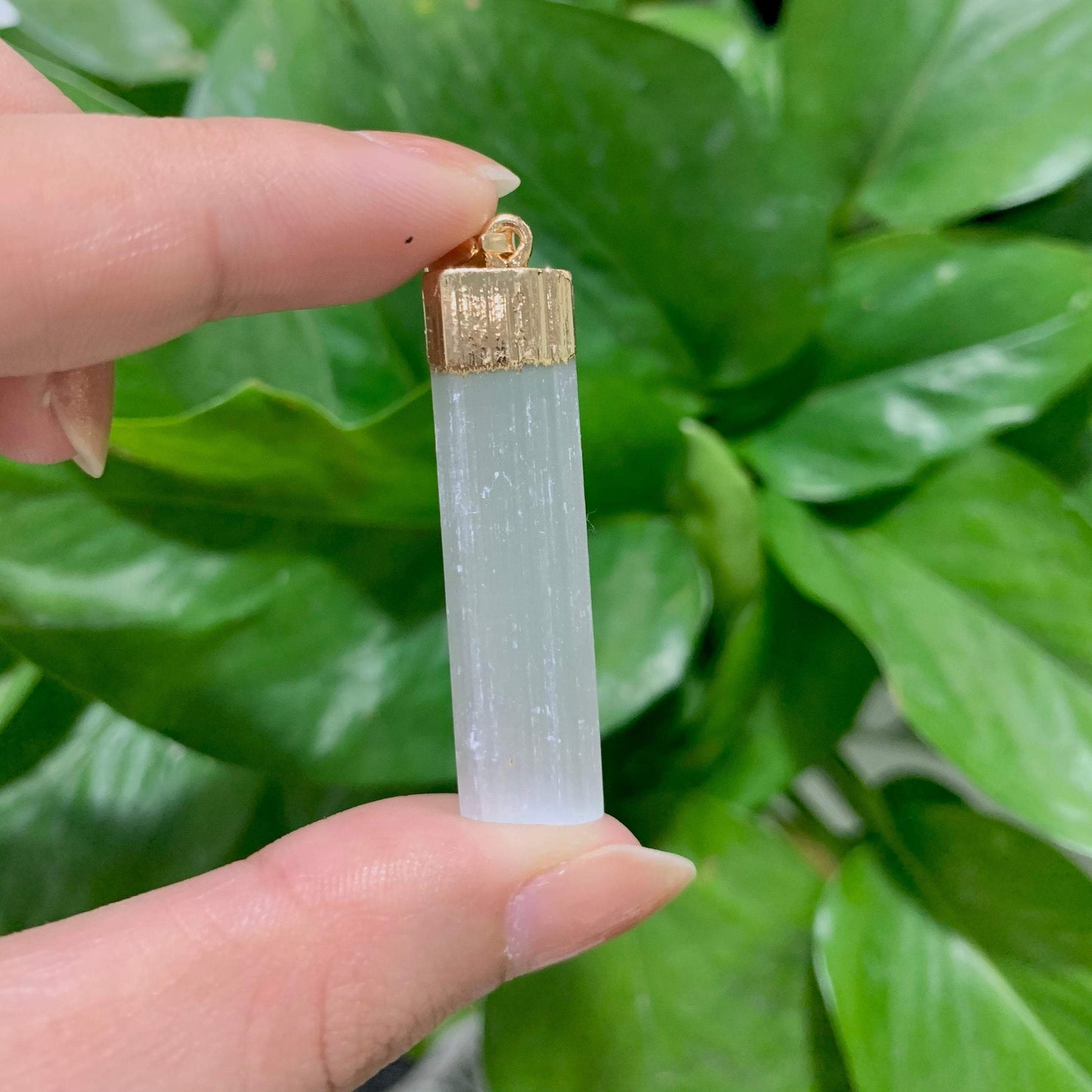 Selenite Strip Gold Pendant