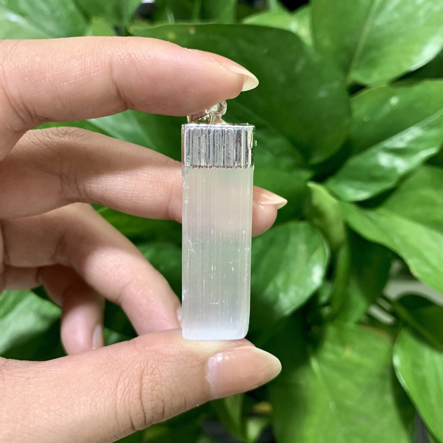 Selenite Strip Silver Pendant