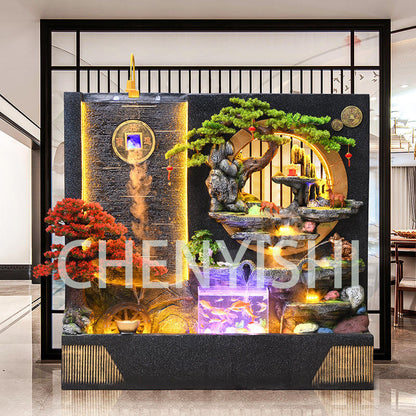 CHENYISHI Large Water Curtain Wall Rockery Flowing Water Fountain Decoration Living Room Office Courtyard Villa Fortune Lucky Ornaments