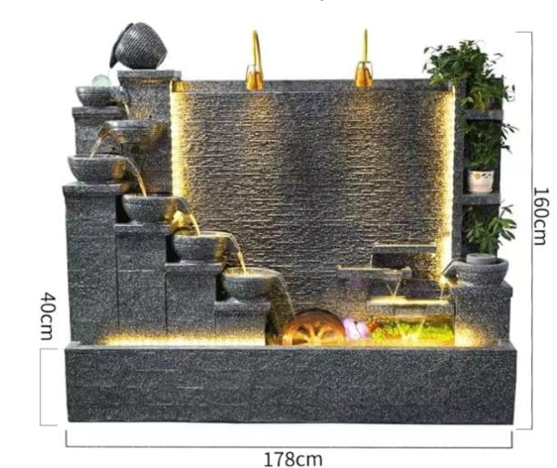 6.56ft Water Fall Outdoor Fountain Zen Yard Garden Home Villa Decoration Luxury Gift Large Waterfall Factory Wholesale