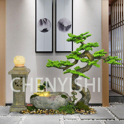 CHENYISHI Jardín zen japonés Diseño paisajístico de patio pastoral Jardín de la casa Balcón Terraza Fuente de agua 