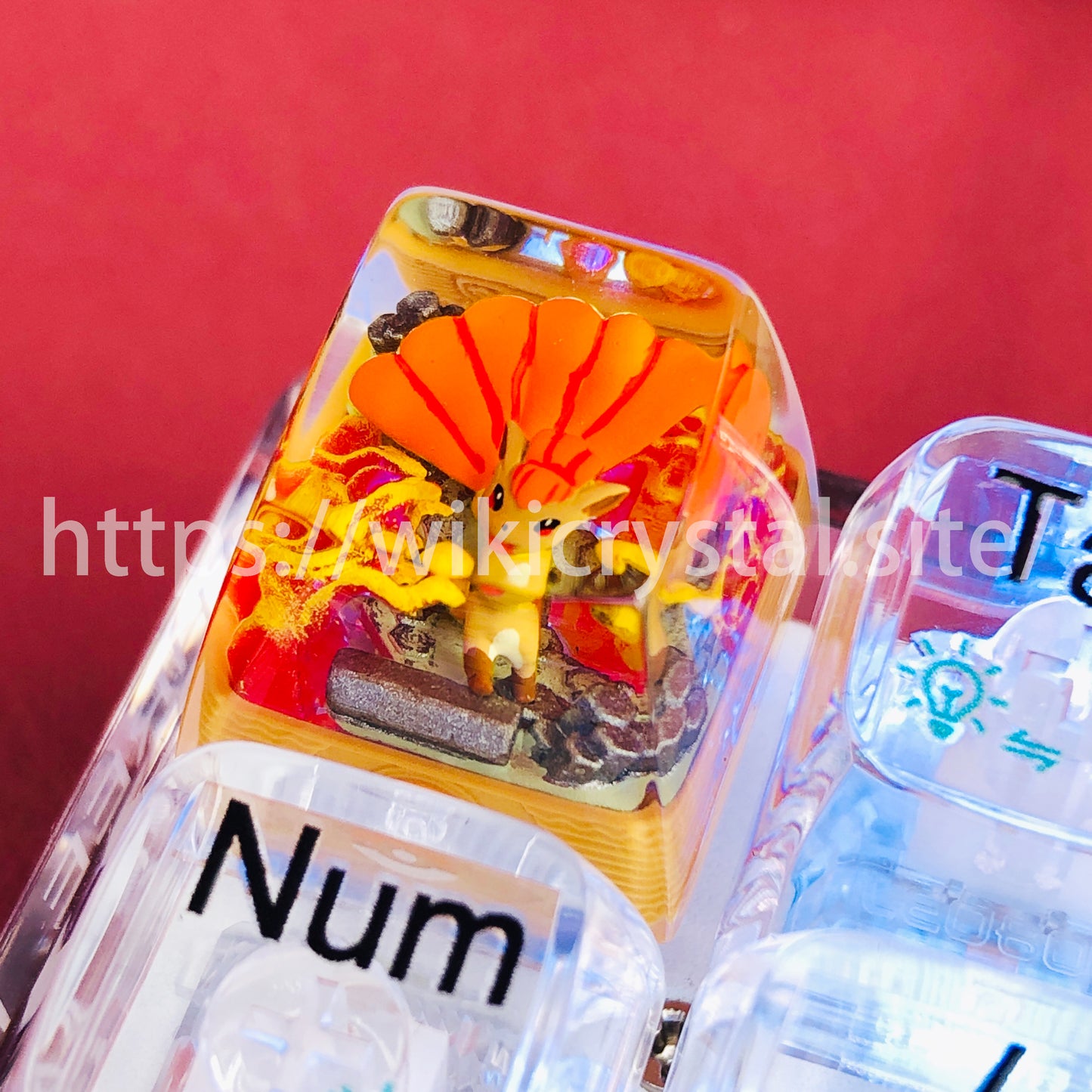 Tecla personalizada Vulpix 1U Pokemon, teclas Cherry MX Liquidate Artisan Anime