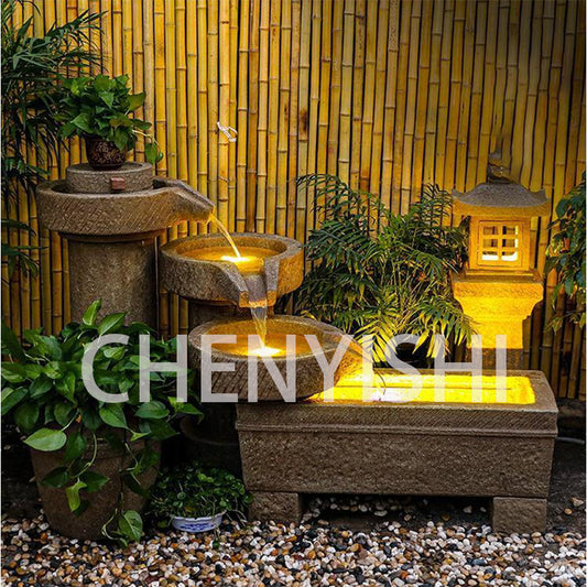 CHENYISHI Courtyard Stone Mill Alpine Water Fountain Ornaments Roof Balcony Garden Decoration Fish Pond Rockery Landscape Decor