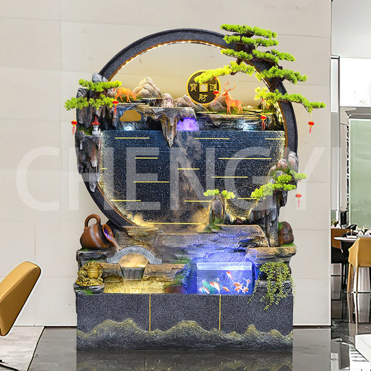 Rockery flowing water circular water curtain wall