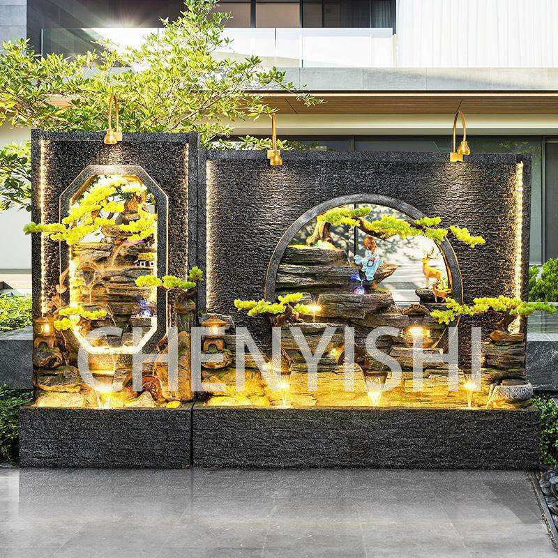 CHENYISHI European-style Water Curtain Wall Flowing Water Screen Water Wheel Partition Fountain Ornaments Large Floor-to-ceiling Rockery