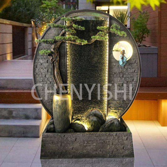 CHNEYISHI Large Water Zen Fountain Pool Garden Waterscape B&B Landscaping Balcony Fish Pond Rockery Double-sided Flowing Water Ornaments