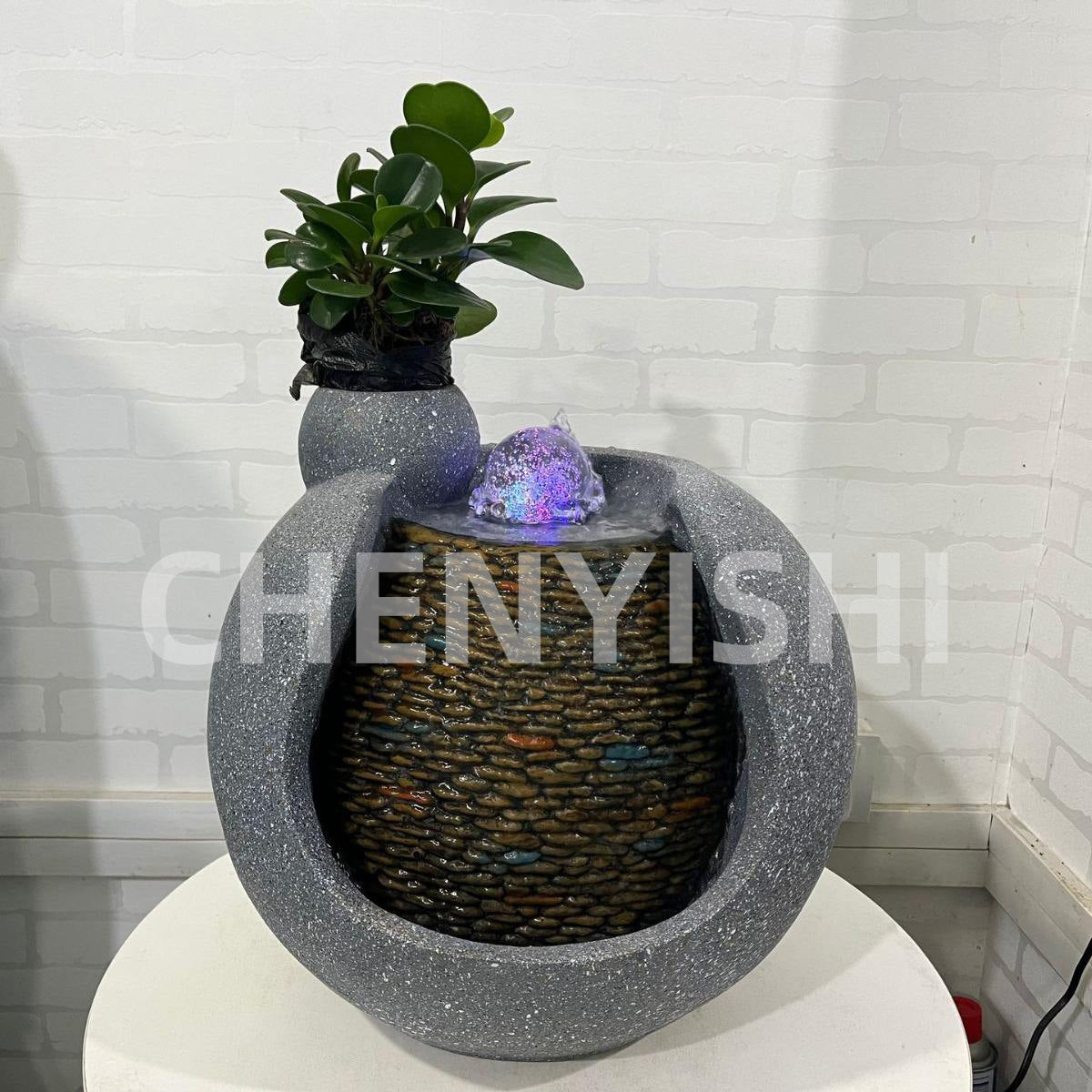 CHENYISHI Escritorio de oficina en casa simple y moderno, mortero de piedra con agua circulante, pecera, adornos de agua corriente, decoración de bonsái 