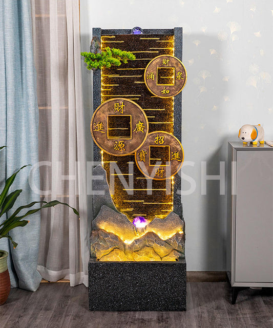 CHENYISHI Chinese-style Flowing Water Fountain Attracts Wealth And Treasures Water Curtain Wall Office Zen Water Fountain For Home Decor