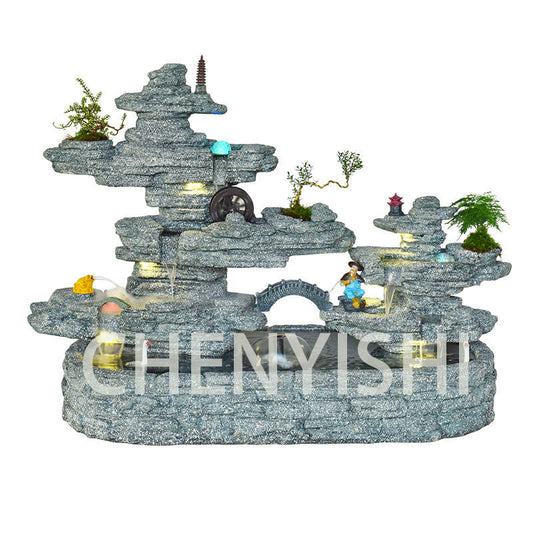 CHENYISHI Large Rockery Flowing Water Fountain Ornaments Villa Courtyard Fish Pond Outdoor Garden Balcony Corner Fish Tank Decoration