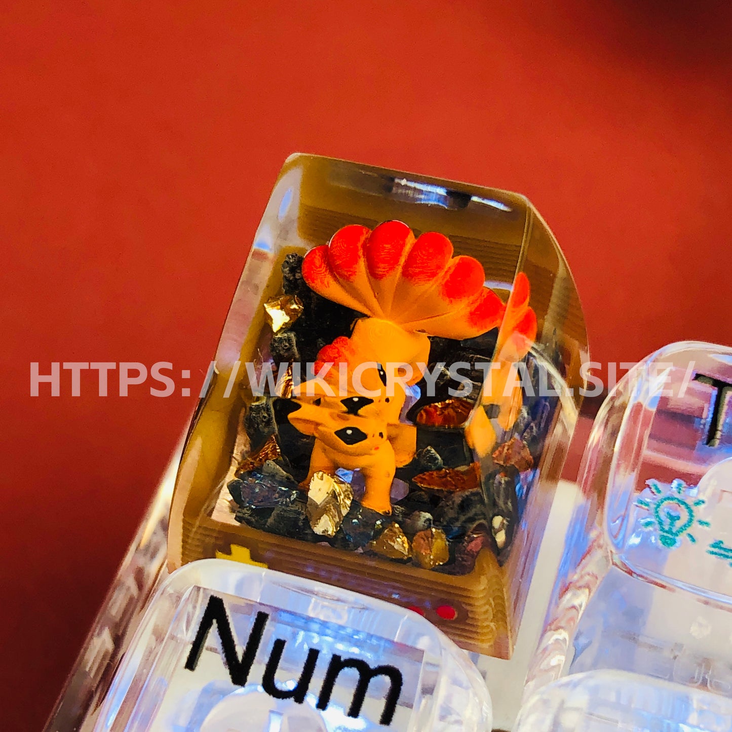 Tecla personalizada Pokémon Vulpix 1U Tecla Pokémon Tecla licuada Tecla artesanal Tecla anime Cherry MX Tecla amarilla