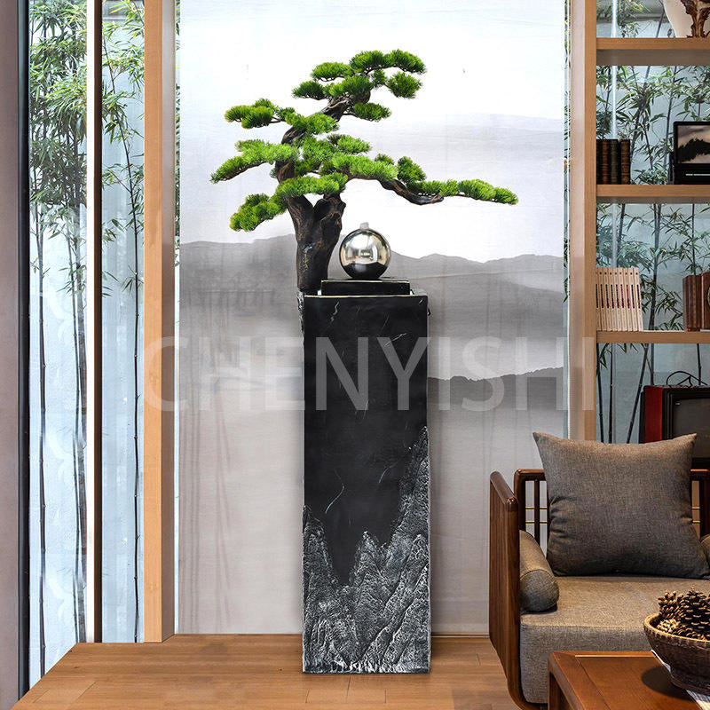 CHENYISHI Chinese Style The Guest Greeting Pine Flowing Water Fountain Large Simple Modern Light Luxury Living Room Office Housewarming