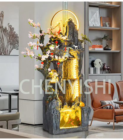 CHENYISHI Rockery Flowing Water Fountain Living Room Entrance Water Feature Fish Pond Tank Floor Standing Zen Garden Fountain