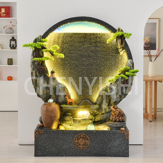 CHENYISHI Fuente de agua de cemento para interiores y exteriores con forma de sapo dorado pacífico, decoración del hogar, regalo de inauguración de la casa con Feng Shui 