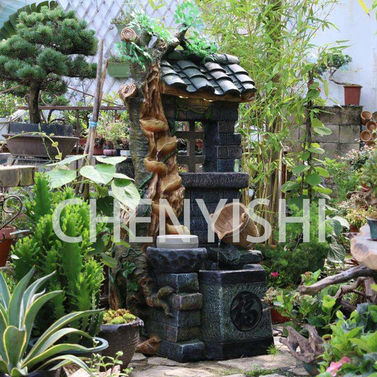 CHENYISHI Outdoor Courtyard Garden Rockery Flowing Water Fountain Ornaments Home Indoor Living Room Balcony Terrace Water Landscape Decor