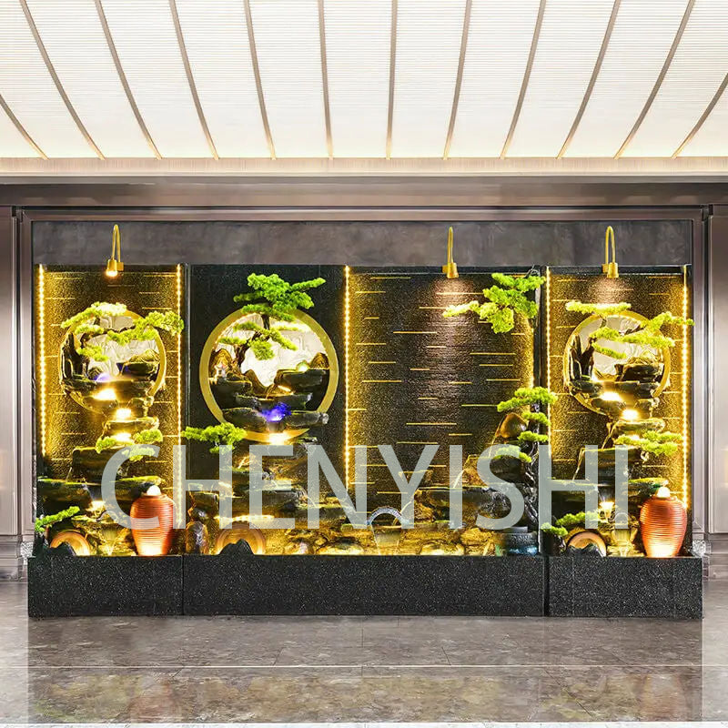 CHENYISHI Modern Outdoor Indoor Fountain Hotel Lobby House Yard Villa Manor Retro Cement Fountain Floor Decoration Flowing Waterfall LED