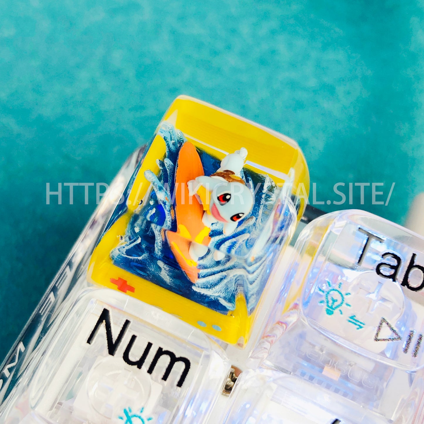 Tecla personalizada de 1U de Pokémon Squirtle Tecla de Pokémon Liquidate Tecla Artisan Tecla de Anime Cherry MX, Tecla amarilla